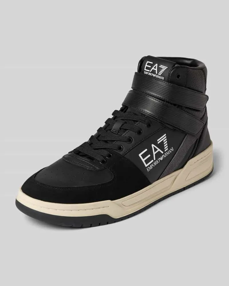 EA7 High Top Sneaker mit Label-Prints Modell 'BASELINE BASKET Black