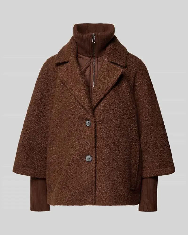 Tom Tailor Regular Fit Cape Jacke mit Stehkragen Dunkelbraun