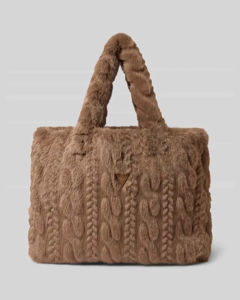 Guess Handtasche aus Kunstfell mit Label-Detail Dunkelbraun