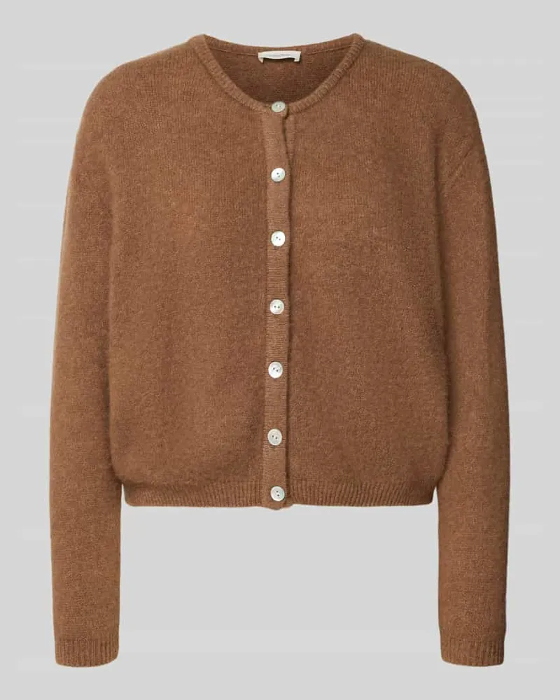 American Vintage Relaxed Fit Cardigan aus Woll-Alpaka-Mix Modell 'VITOW Mittelbraun