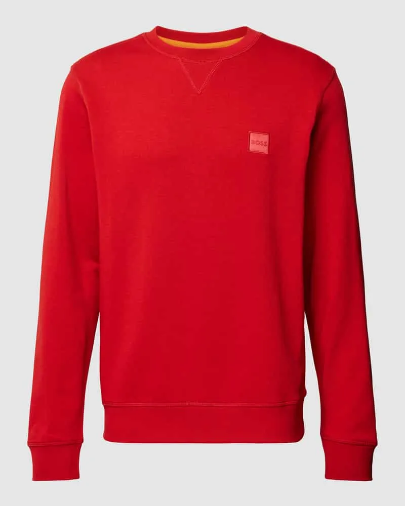 HUGO BOSS Sweatshirt mit Label-Patch Modell 'WESTART Rot