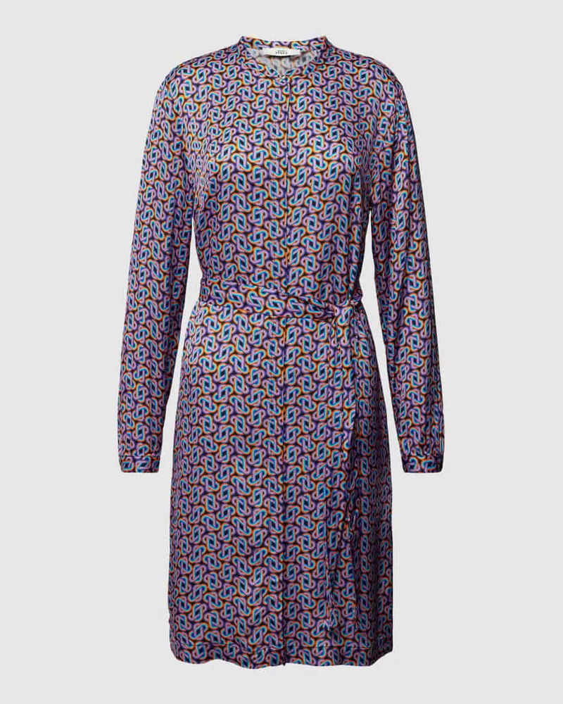 0039 Italy Knielanges Kleid aus Viskose mit Allover-Muster Modell 'Sedona Violett