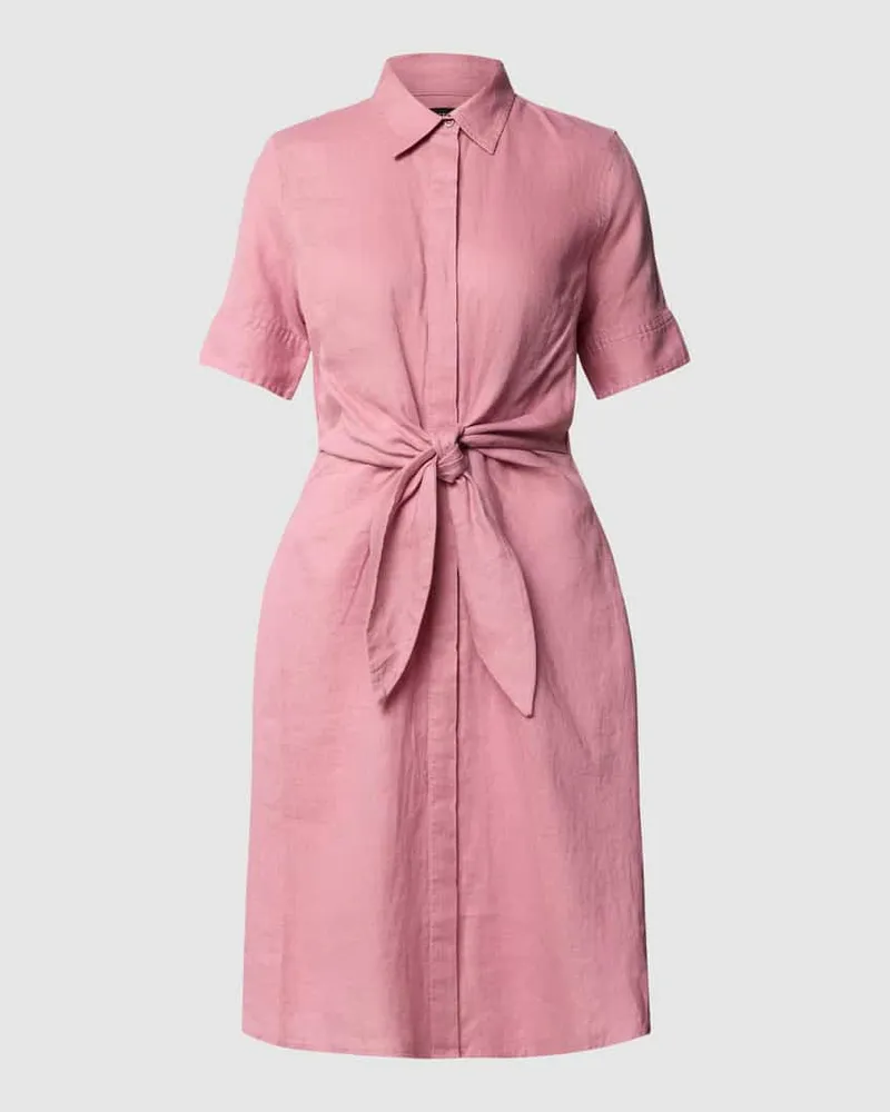Ralph Lauren Knielanges Leinenkleid mit Bindegürtel Modell 'WAKANA Altrosa
