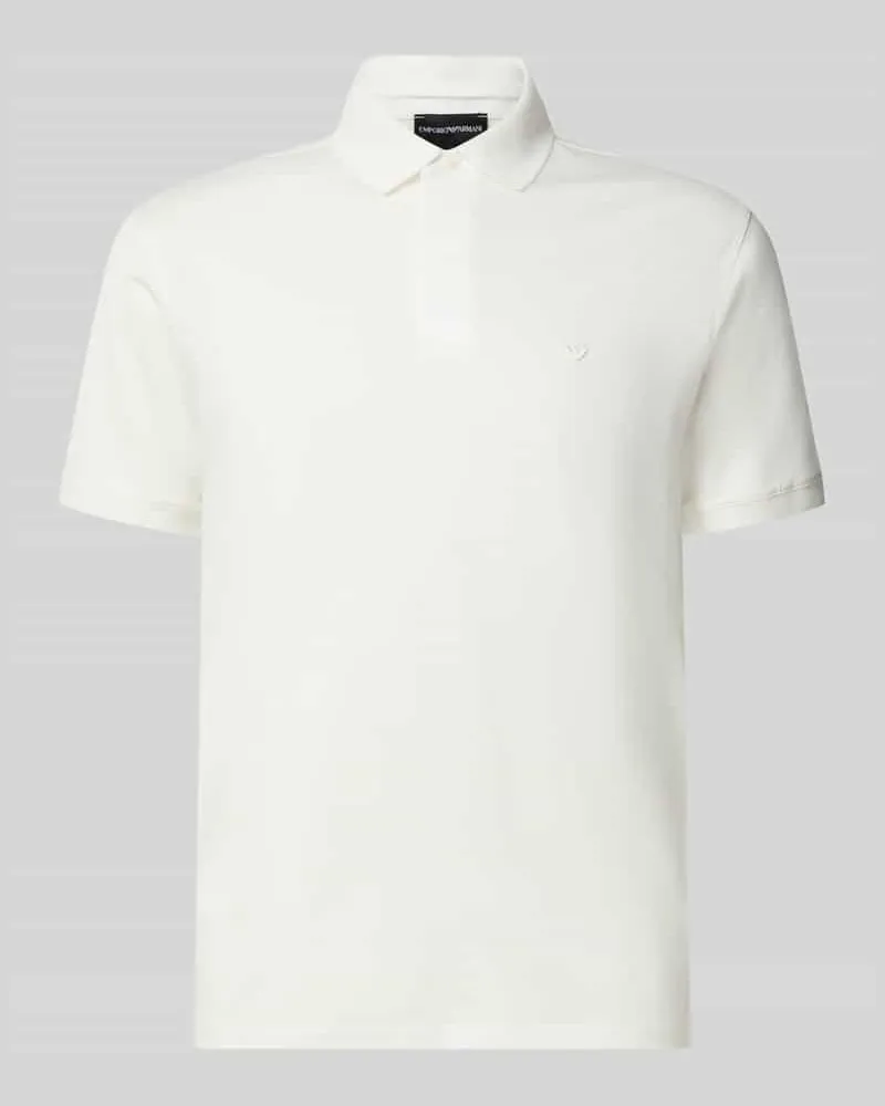 Emporio Armani Slim Fit Poloshirt mit Logo-Stitching Offwhite