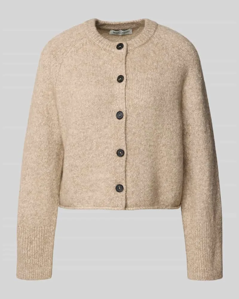 Marc O'Polo Strickjacke aus Alpaka Wolle mit Rollsaum Beige