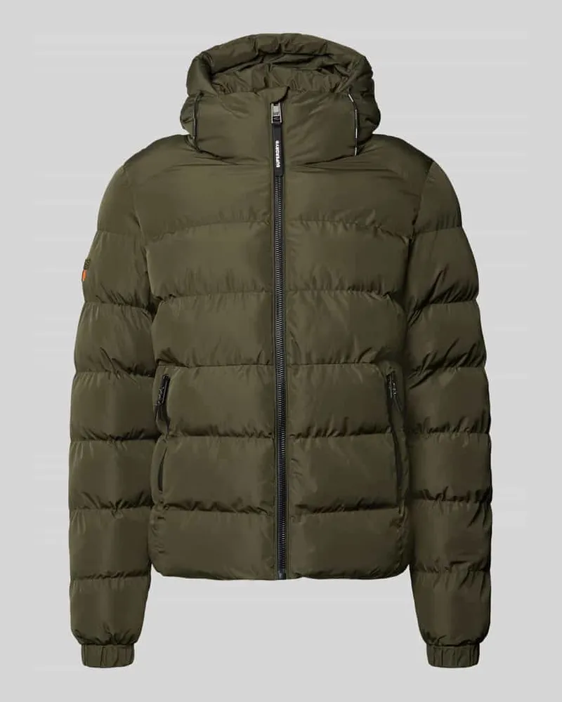 Superdry. Steppjacke mit Label-Stitching und Kapuze Khaki