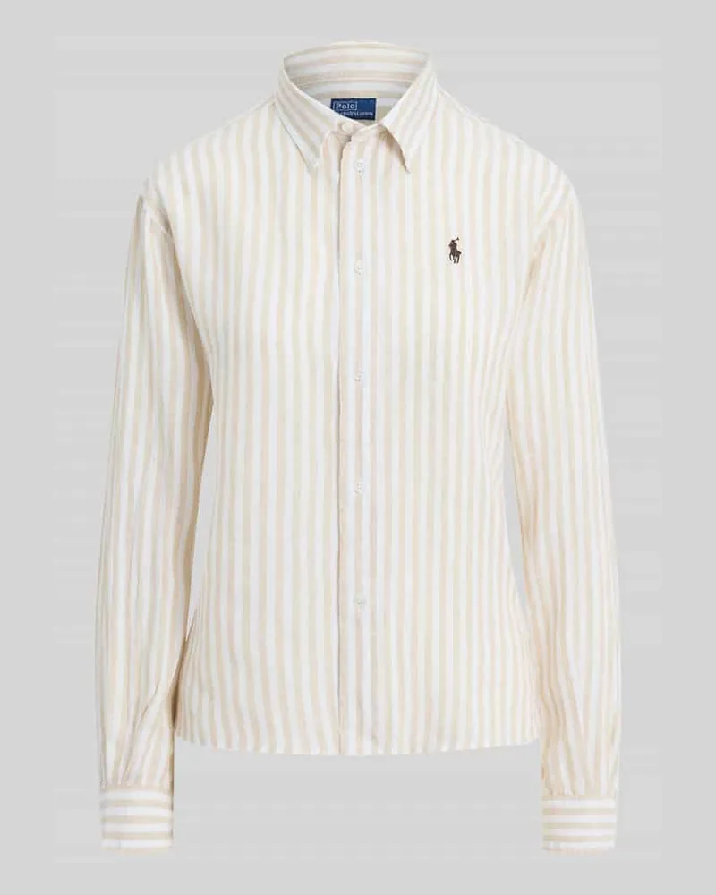 Ralph Lauren Boxy Fit Leinenbluse mit Allover-Muster Sand