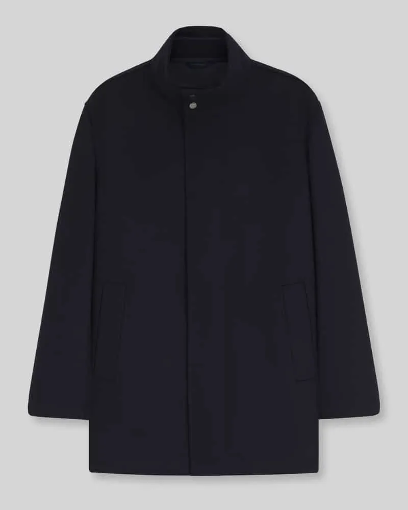 HUGO BOSS Mantel aus Wolle mit Kaschmir-Anteil mit Stehkragen Marine