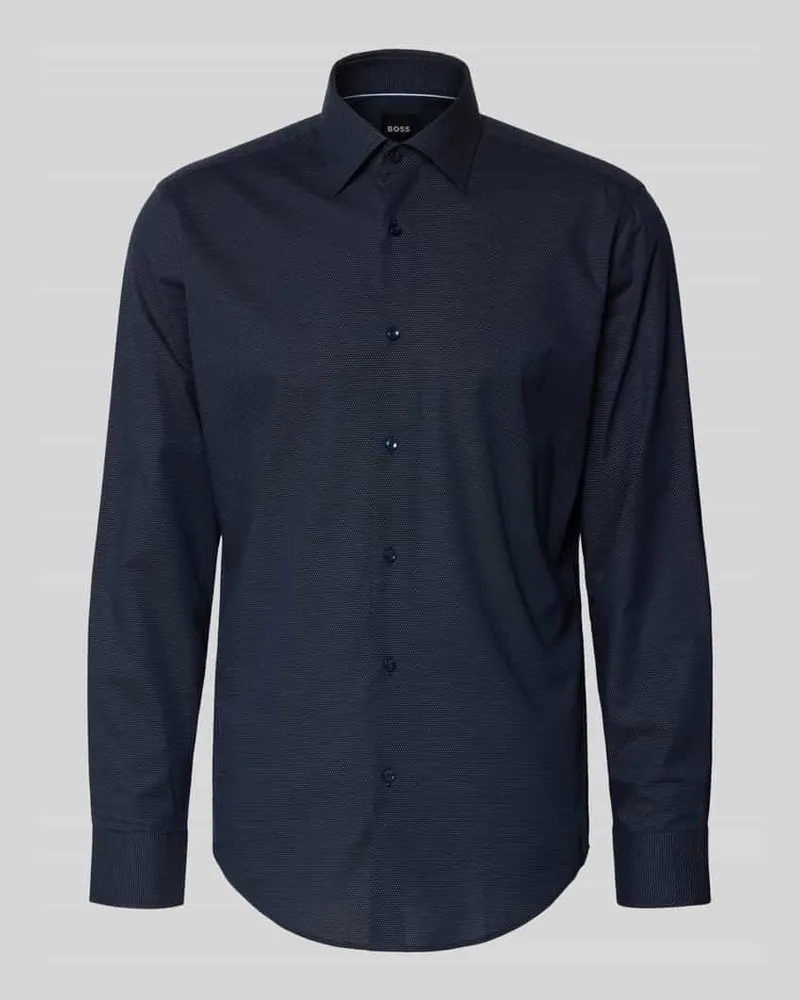 HUGO BOSS Regular Fit Businesshemd aus Baumwoll-Mix Modell 'JOE Marine