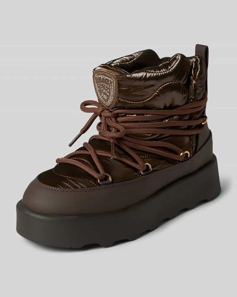 Blauer Boots mit Label-Patch Dunkelbraun