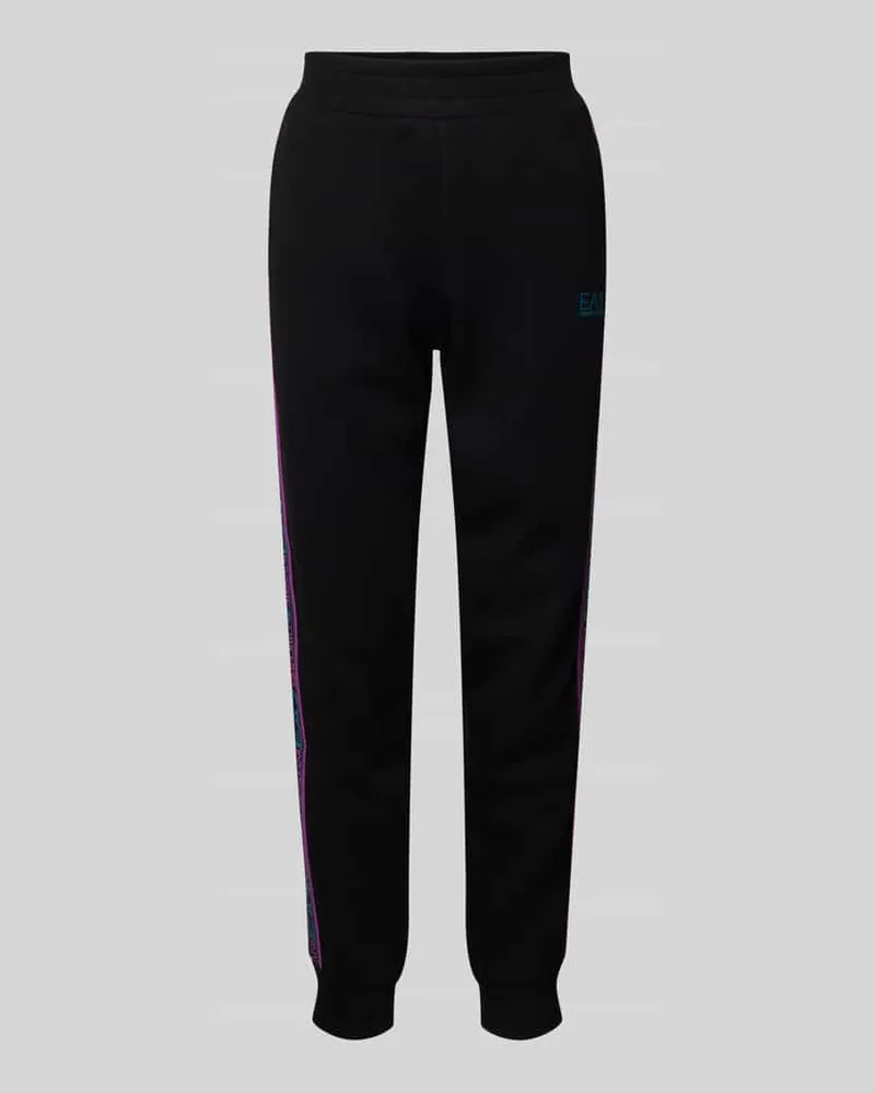 EA7 Tapered Fit Sweatpants mit Label-Streifen Black