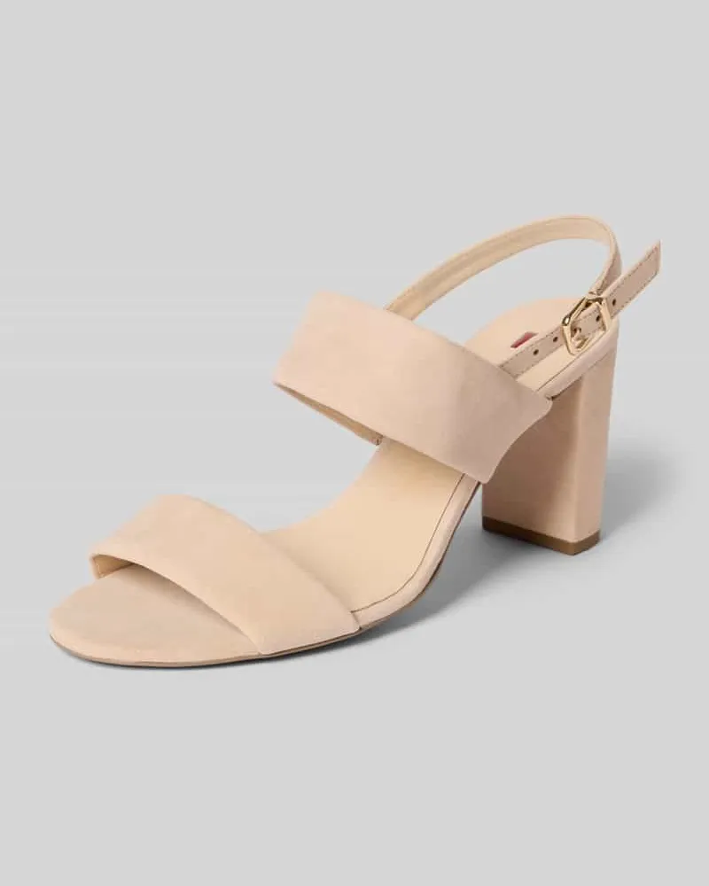 Högl Sandaletten aus Leder mit Blockabsatz Sand