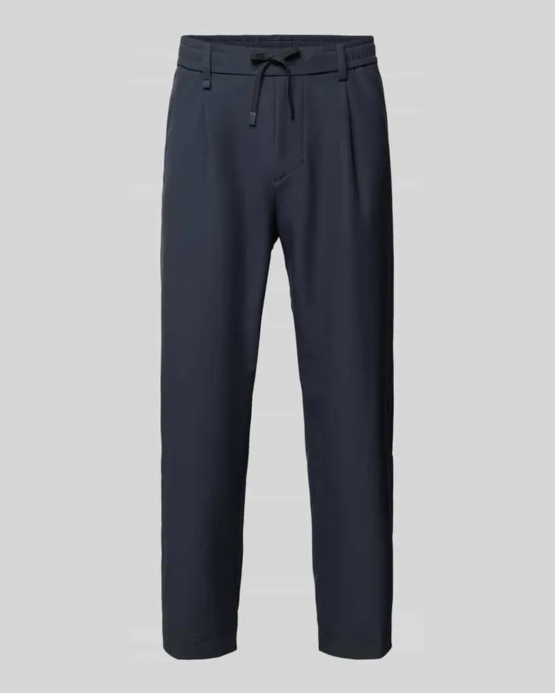 HUGO BOSS Relaxed Fit Bundfaltenhose mit elastischem Bund Dunkelblau