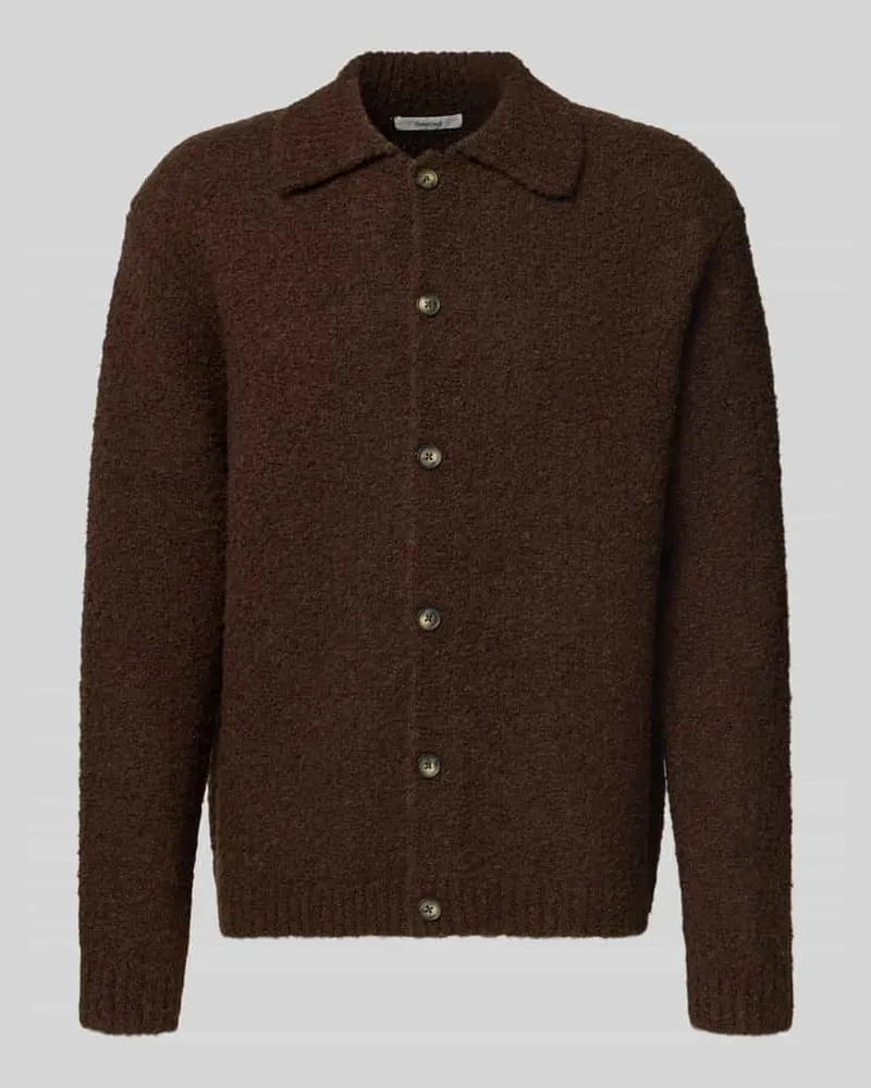 Selected Homme Regular Fit Strickjacke aus Woll-Mix Modell 'LOYD Dunkelbraun