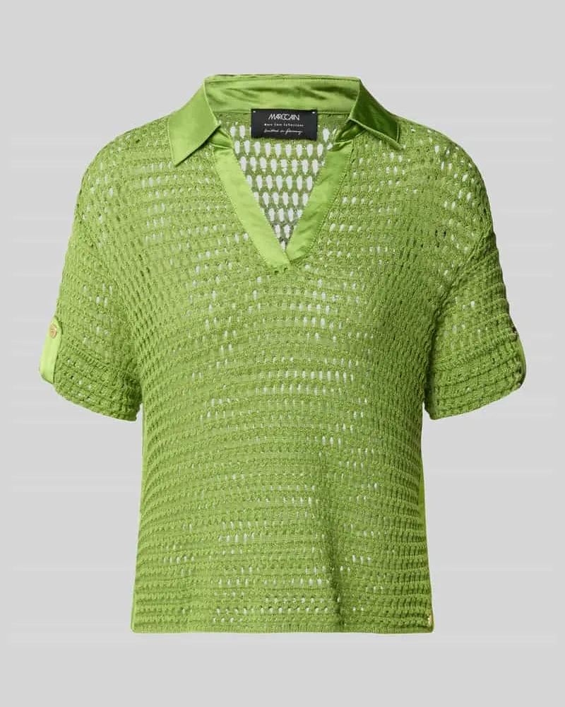 Marc Cain Strickshirt mit Polokragen und verlängertem Rücken Grass