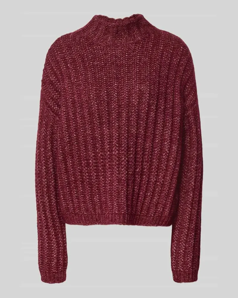HUGO BOSS Boxy Fit Strickpullover aus Baumwoll-Mix mit Woll-Alpaka-Anteil Modell 'Safineyny Dunkelrot