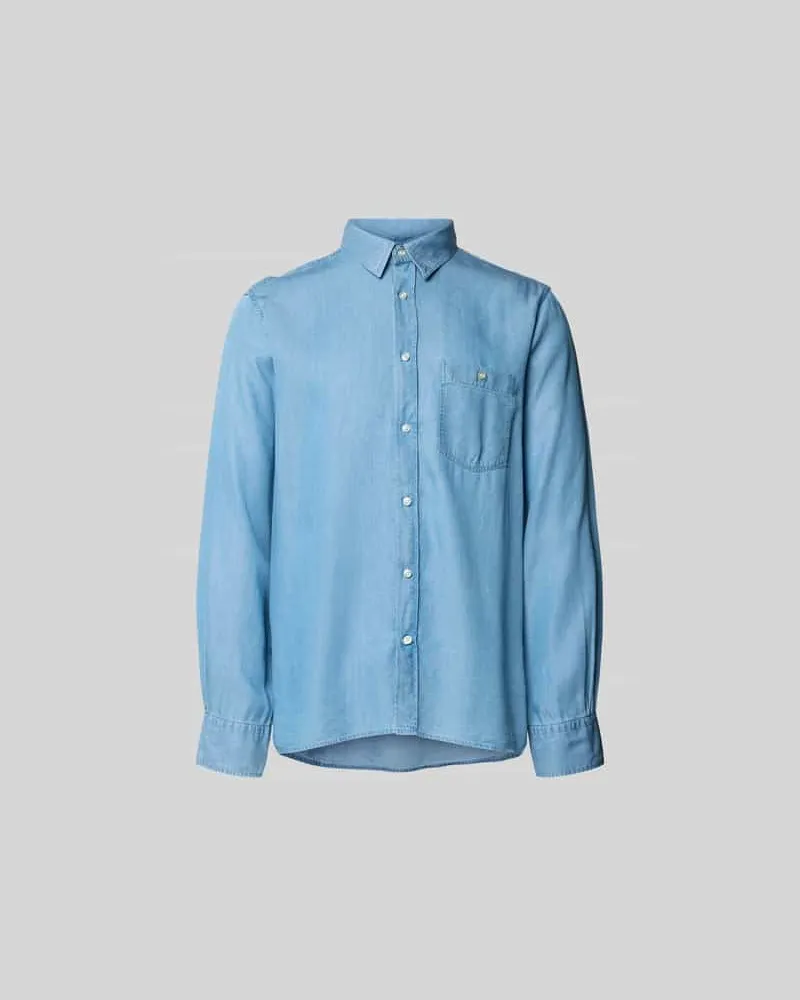Officine Generale Freizeithemd aus reinem Lyocell Jeansblau