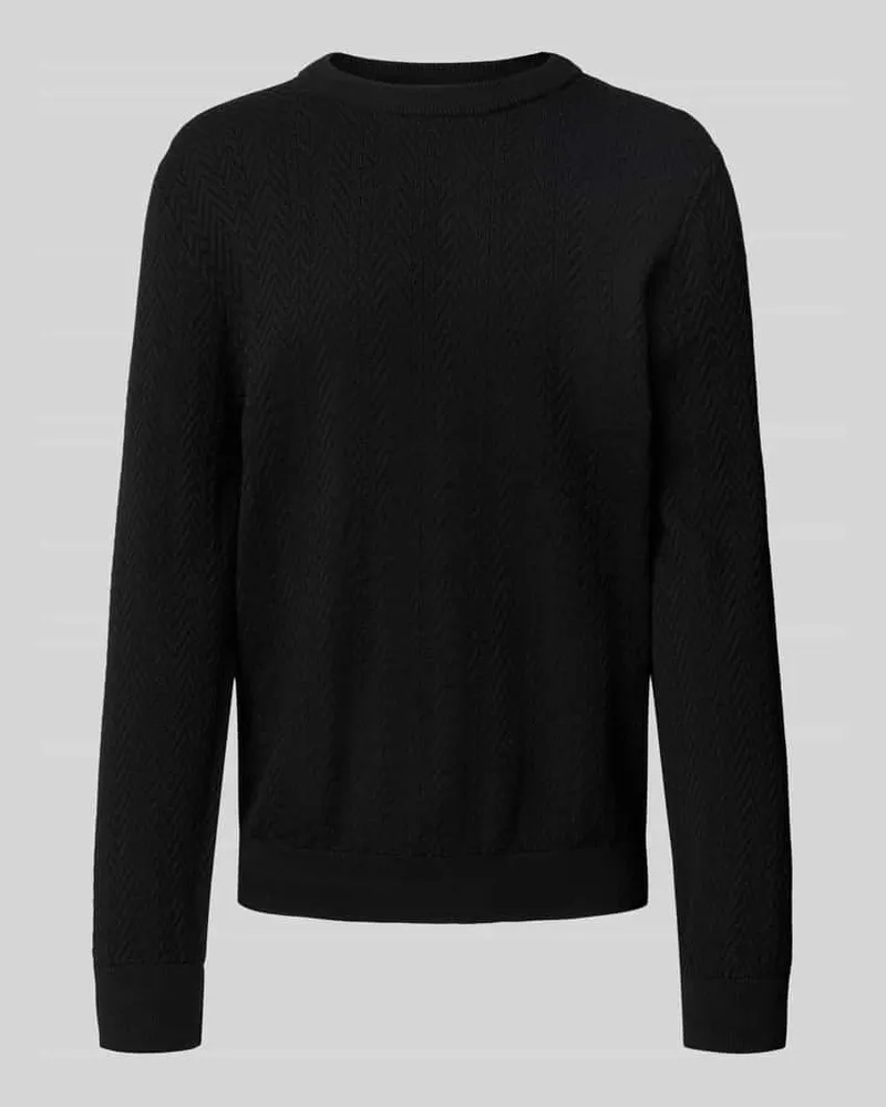 HUGO BOSS Regular Fit Strickpullover aus reiner Baumwolle Modell 'SIMO Black