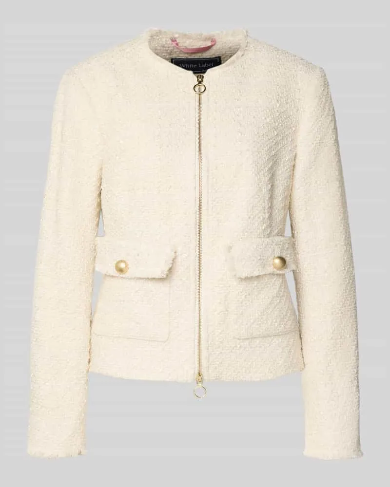 White Label Blazer in Bouclé-Optik mit Rundhalsausschnitt Ecru