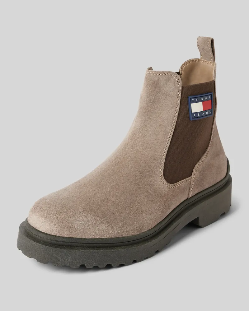 Tommy Hilfiger Chelsea Boots aus Leder mit Label-Patch Taupe