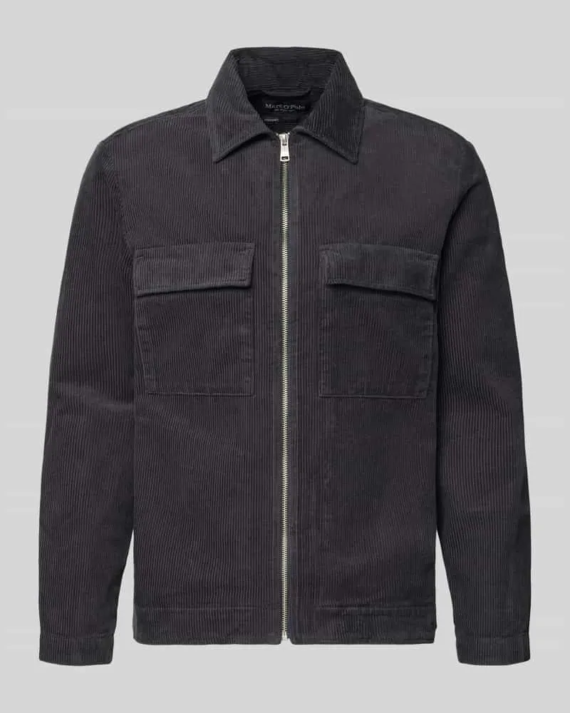 Marc O'Polo Regular Fit Hemdjacke aus reiner Baumwolle Anthrazit