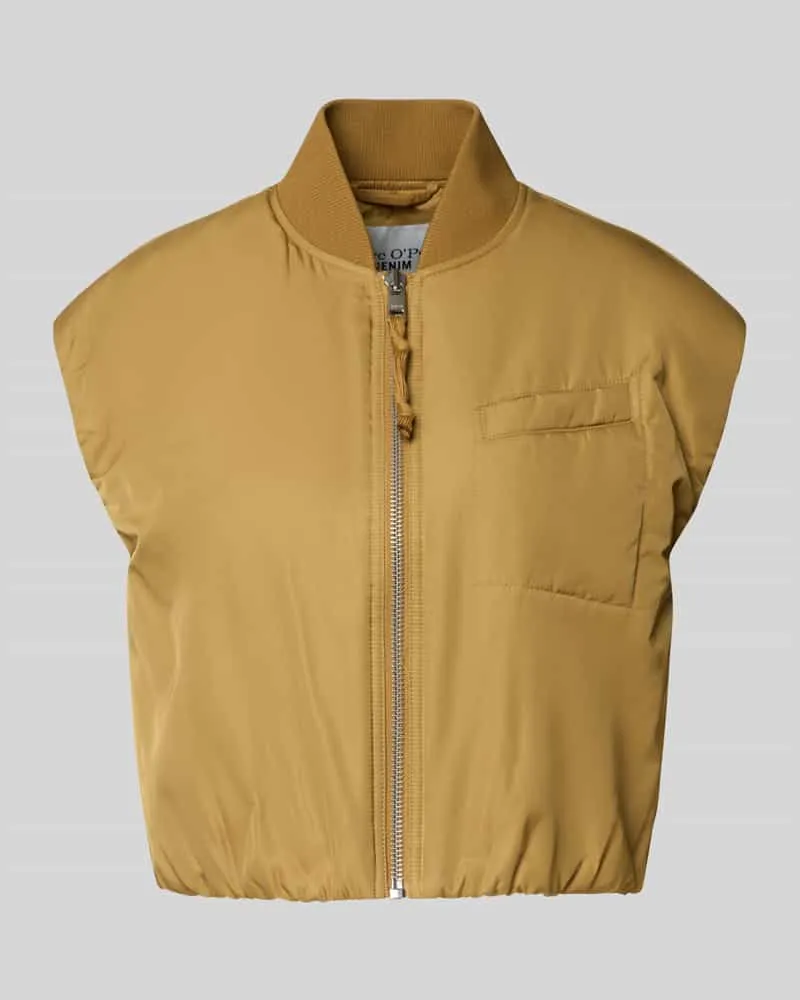 Marc O'Polo Regular Fit Weste mit College-Kragen Senf