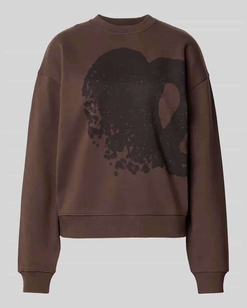 Lala Berlin Sweatshirt mit großem Frontprint Dunkelbraun