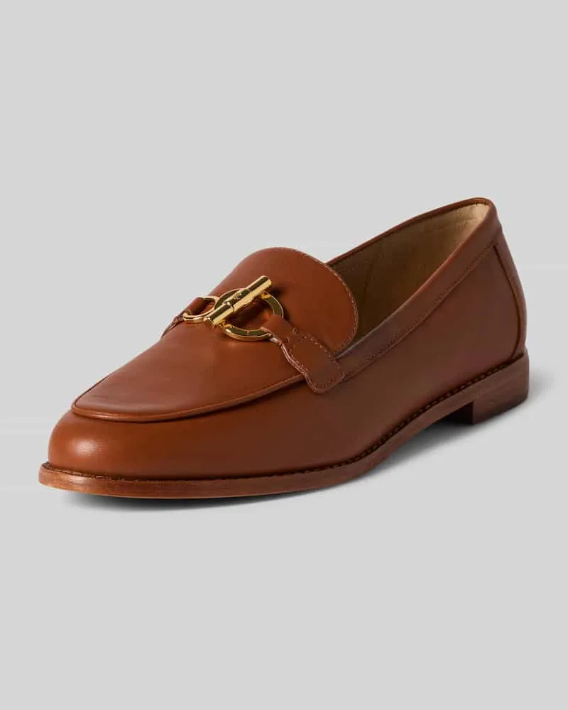 Ralph Lauren Loafer aus echtem Leder mit Logo-Applikation Modell 'BLAIKE Cognac