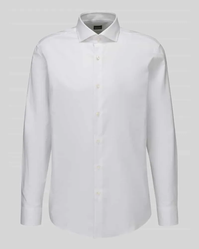 HUGO BOSS Regular Fit Businesshemd mit Haifischkragen Weiss