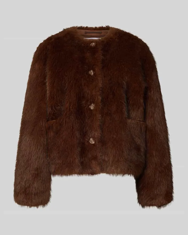STAND Regular Fit Webpelzjacke aus Kunstfell Modell 'Siena Schoko