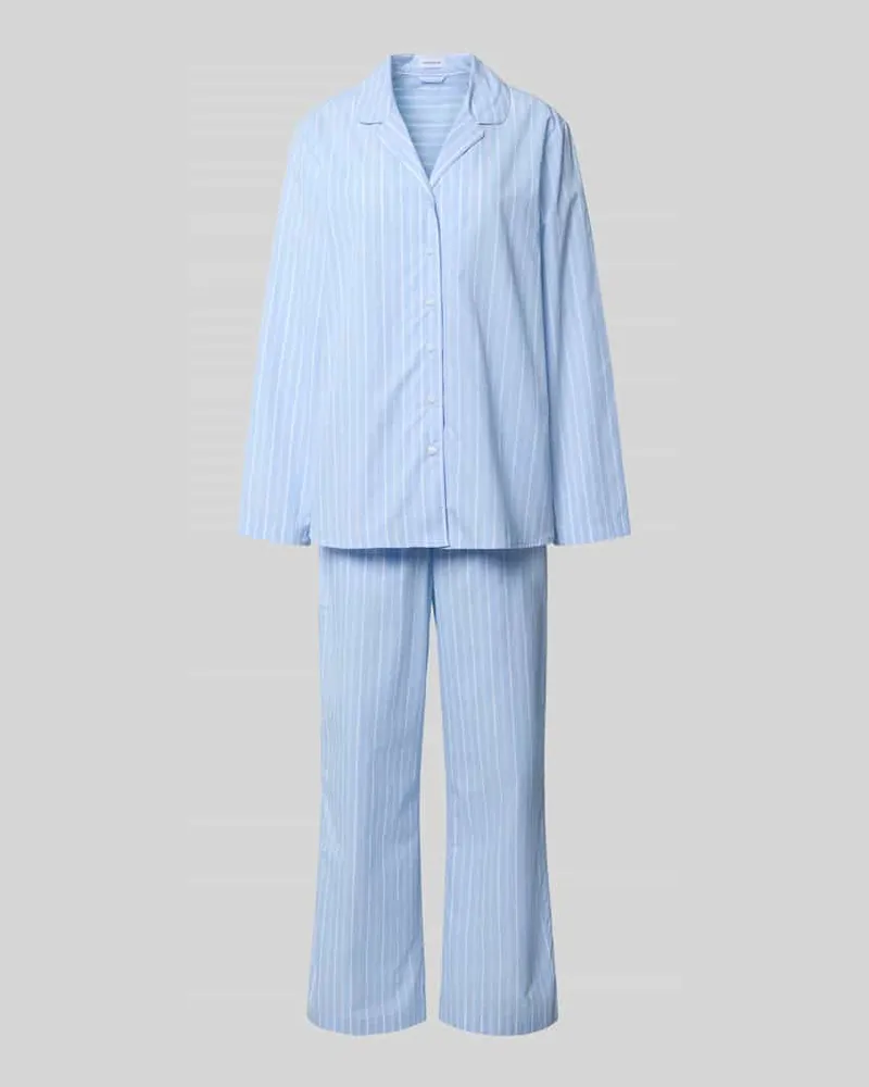 Seidensticker Comfort Fit Pyjama Set aus reiner Baumwolle Modell 'Classic Long Pyjama Set C Hellblau