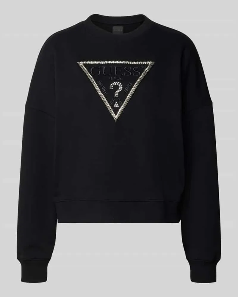 Guess Sweatshirt mit Logo und Ziersteinbesatz Modell 'RACHELE Black