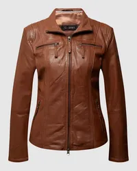 CABRINI Lederjacke mit Crinkle-Effekt Cognac