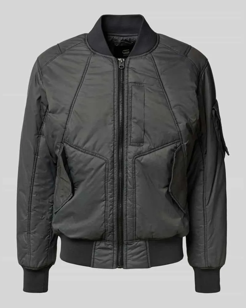 G-STAR RAW Bomberjacke mit gerippten Abschlüssen Anthrazit