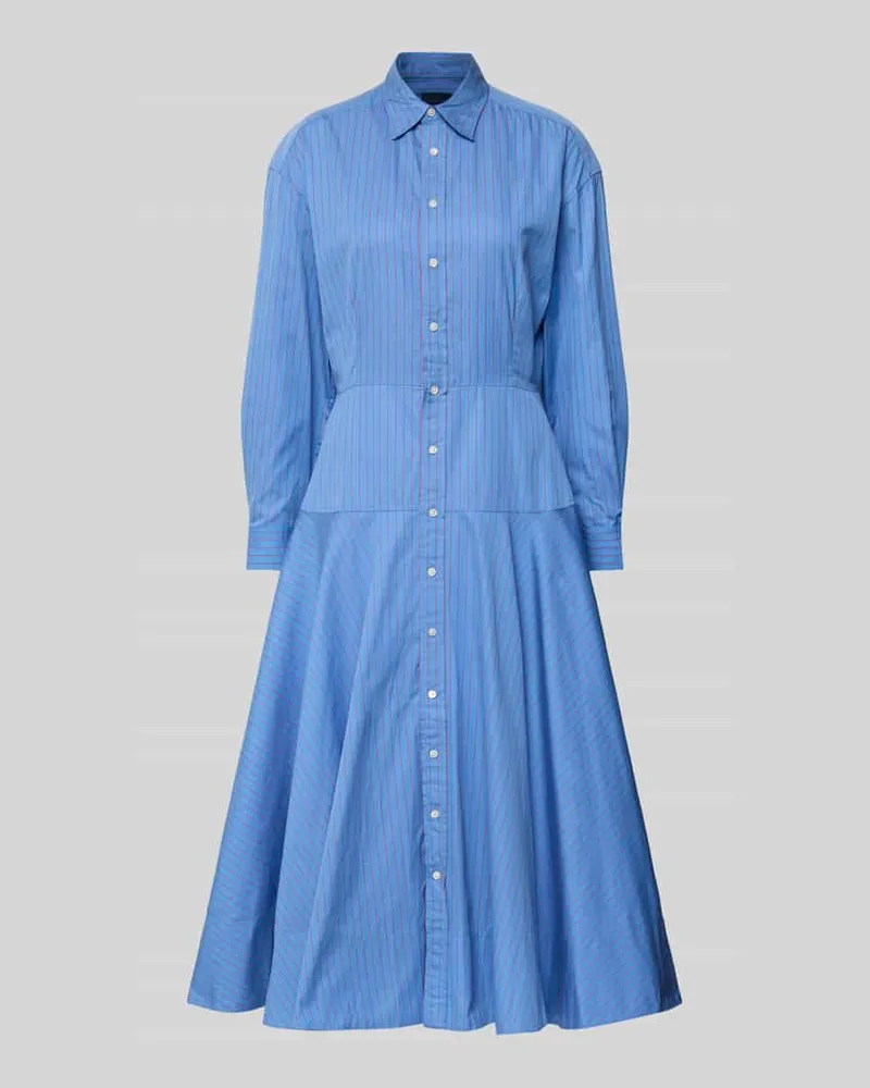 Ralph Lauren Tailliertes Blusenkleid aus reiner Baumwolle Blau