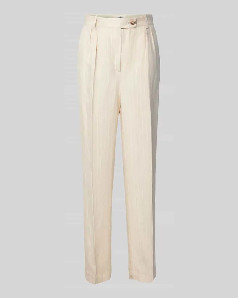ba&sh Regular Fit Bundfaltenhose aus Viskose-Leinen-Mix Modell 'PEANUT Beige