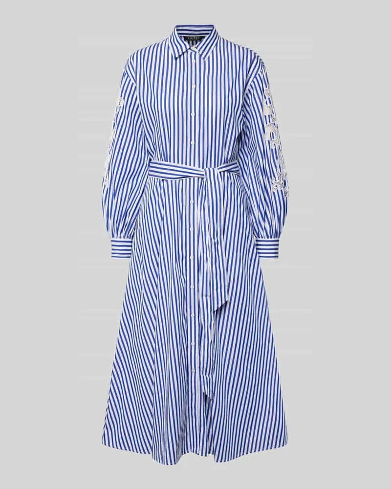 Ralph Lauren Tailliertes Blusenkleid aus reiner Baumwolle Modell 'LUVRETTE Blau