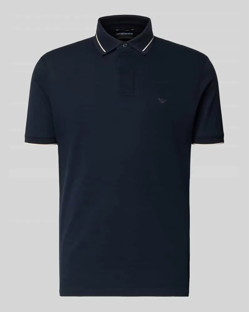 Emporio Armani Slim Fit Poloshirt mit Label-Stitching Marine