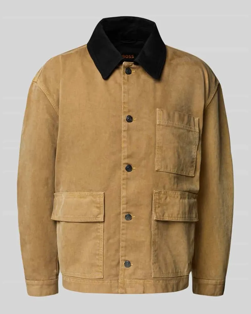 HUGO BOSS Regular Fit Jeansjacke aus reiner Baumwolle Modell 'DETROIT Beige