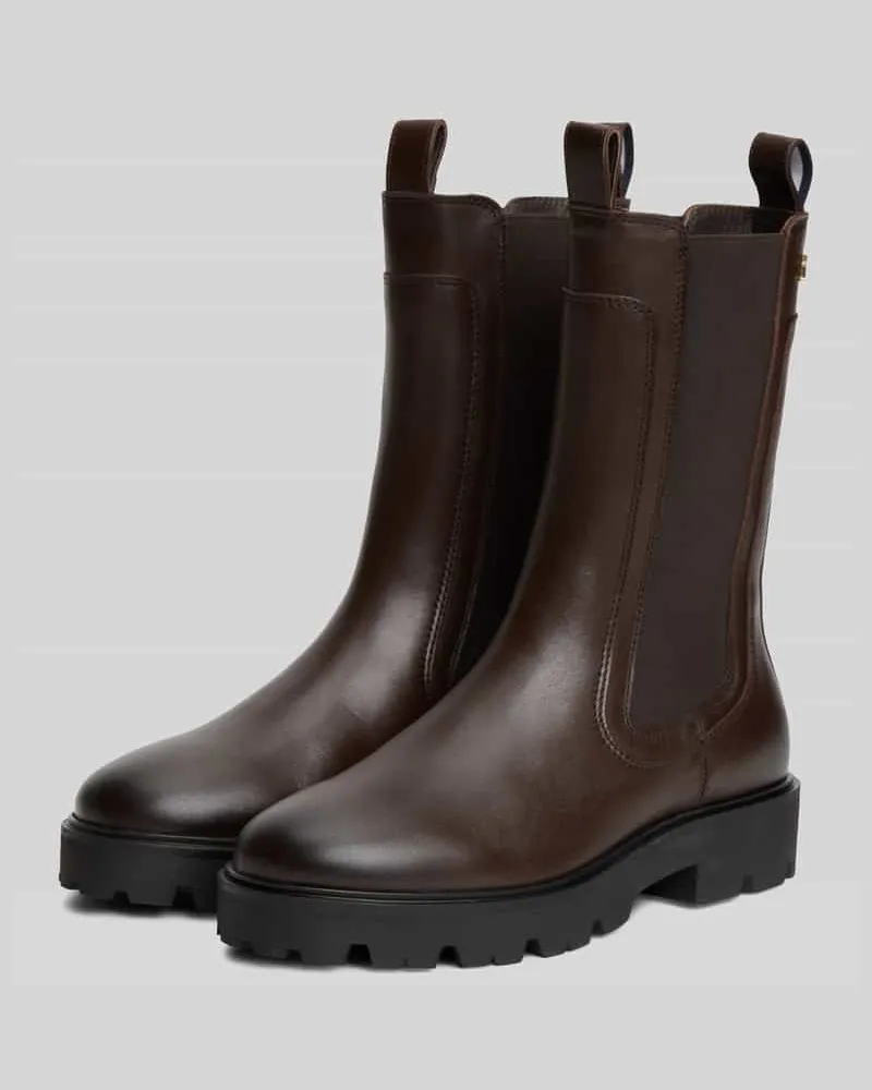 Tommy Hilfiger Stiefeletten aus echtem Rindsleder Dunkelbraun