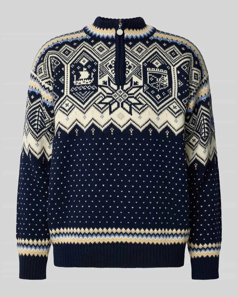 Dale of Norway Norwegerpullover aus Wolle mit Troyer-Kragen Marine
