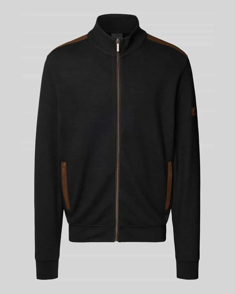 Bugatti Sweatjacke mit Stehkragen Modell 'Selanik Dunkelgrau