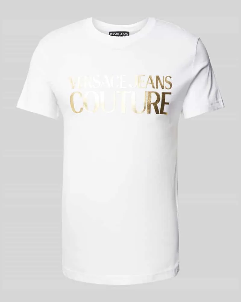 Versace Jeans T-Shirt mit Label-Print Weiss