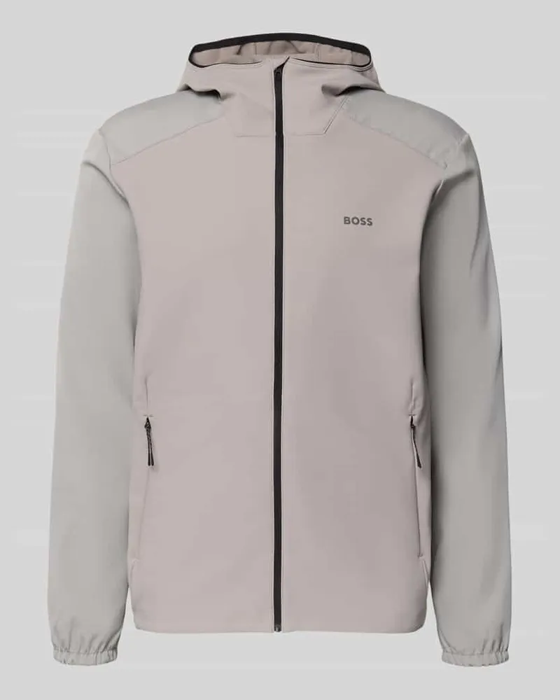 HUGO BOSS Regular Fit Softshell-Jacke mit Kapuze Modell 'LW_CRUISLITE Hellgrau