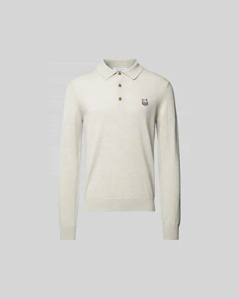 Kitsuné Longsleeve aus reiner Wolle Hellgrau