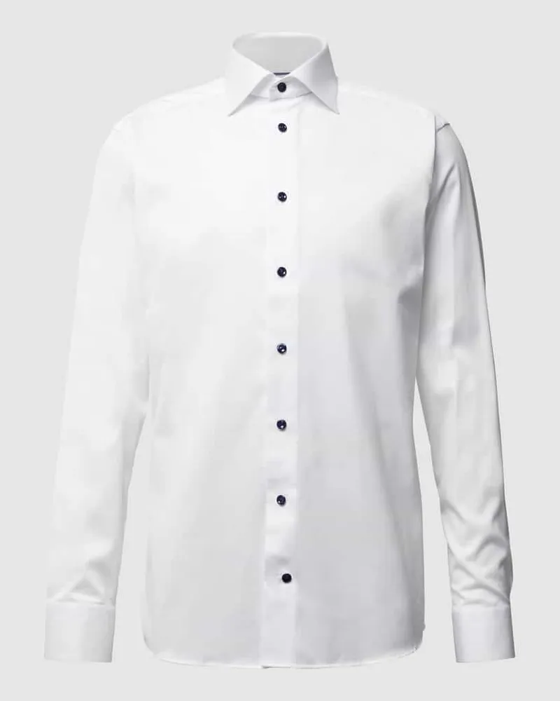 Eton Slim Fit Business-Hemd aus Twill Weiss