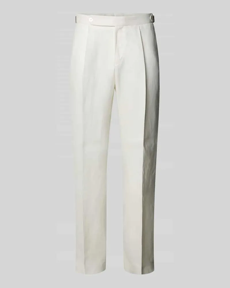HUGO BOSS Relaxed Fit Leinenhose aus reinem Leinen Modell 'PERINO Weiss