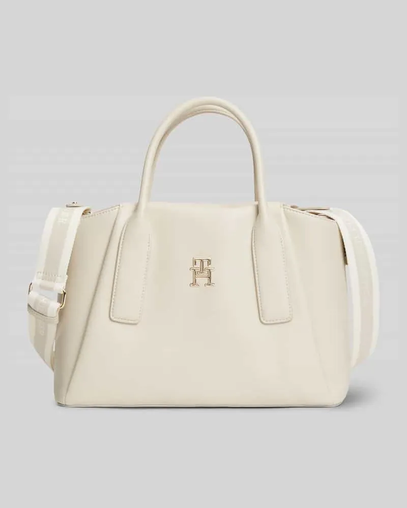Tommy Hilfiger Henkeltasche mit Logo-Applikation und abnehmbaren Schulterriemen Offwhite