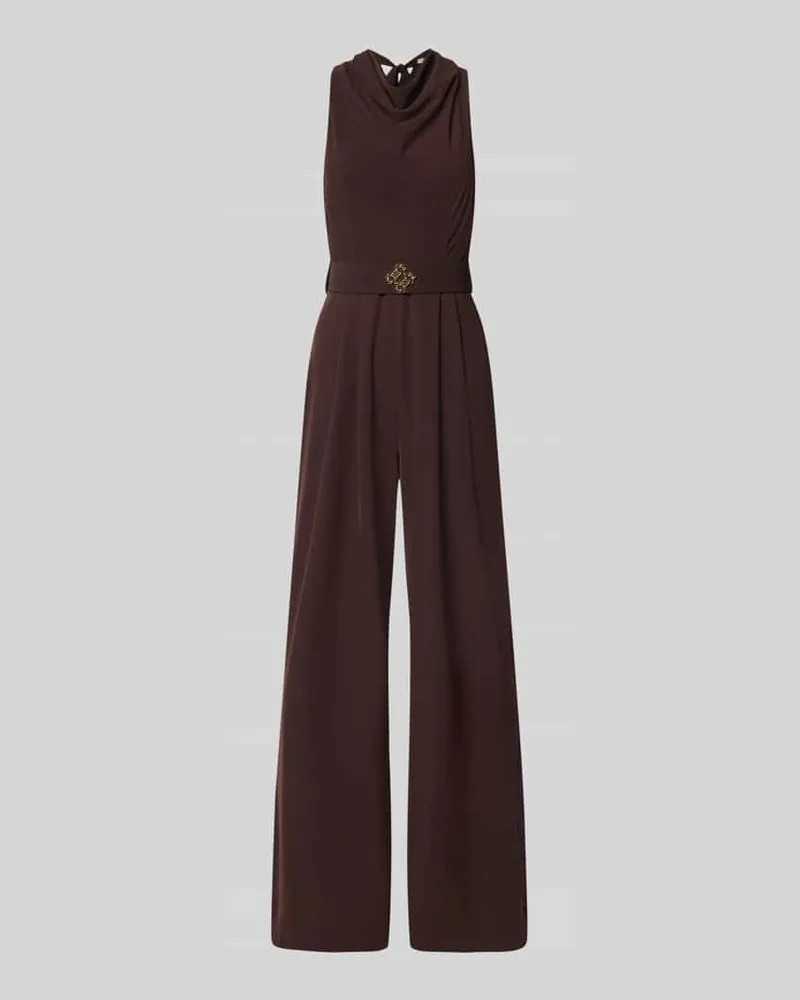 Rinascimento Jumpsuit mit Neckholder Mittelbraun