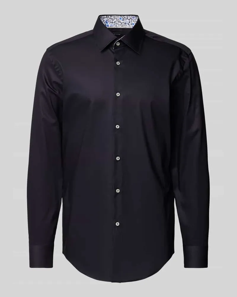 HUGO BOSS Slim Fit Business-Hemd mit Kentkragen Modell 'Hank Marine